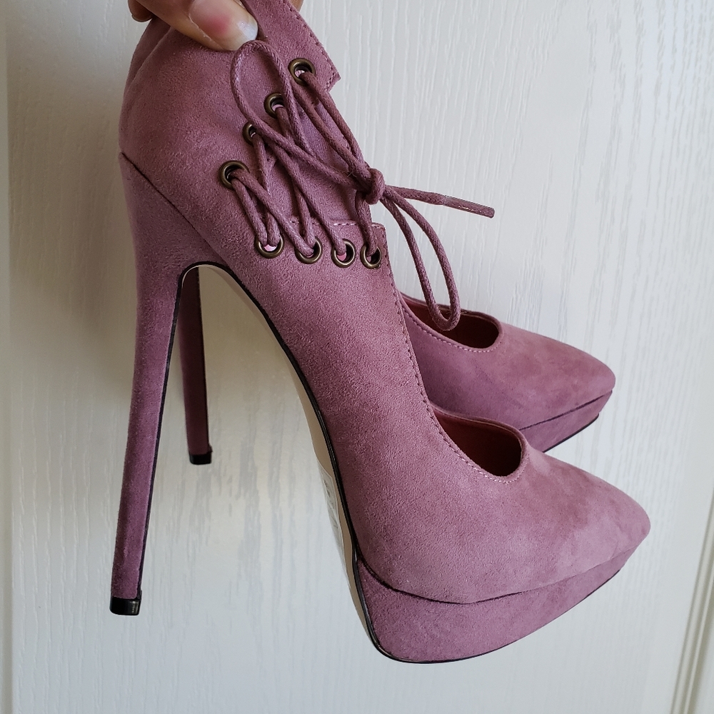 Brand New Izabella Rue Rosy Faux Suede lace heel